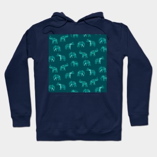 Dark Teal Indian Elephants Hoodie